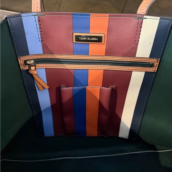 Tory Burch Blue and Brown Striped Tote - Picture 4 of 4
